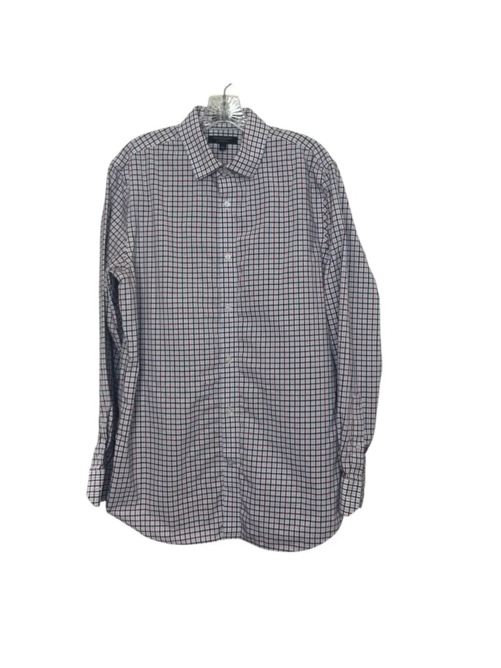 Banana Republic Button Front Shirt Grant Fit Checkered Large Red Blue
